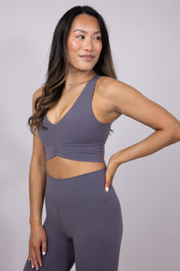 Ruched Racerback Bra for Women in Charcoal