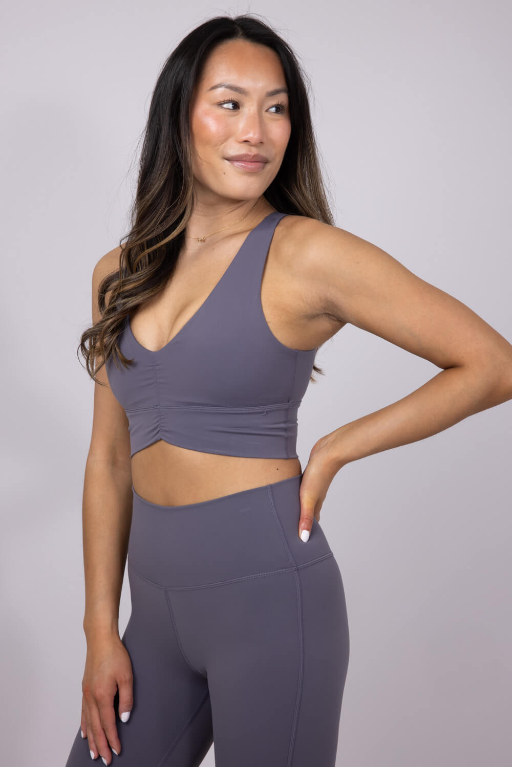 Ruched Racerback Bra for Women in Charcoal