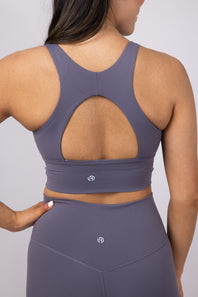 Ruched Racerback Bra for Women in Charcoal