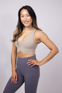 Ruched Racerback Bra for Women in Taupe