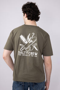Salty Crew Pocket Knife T-Shirt for Men in Dusty Olive