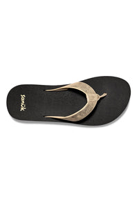 Sanuk Highland Metallic Heeled Flip Flops for Women in Champagne