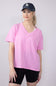 Simply Southern Women's Shirts Basic V-Neck Slub T-Shirt for Women in Blush