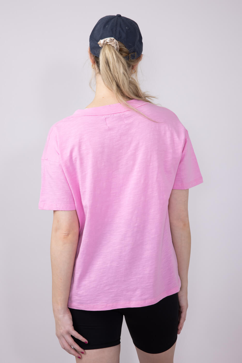Simply Southern Women's Shirts Basic V-Neck Slub T-Shirt for Women in Blush