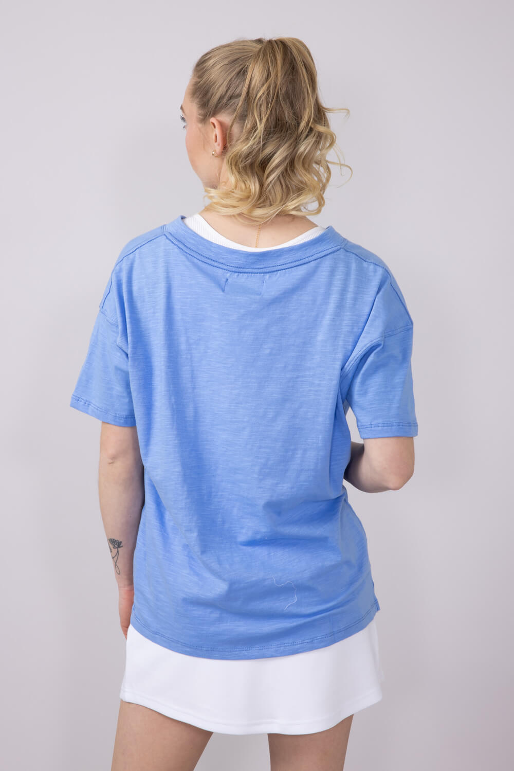 Womens Simply Southern Basic V-Neck Slub T-Shirt for Women in Blue 