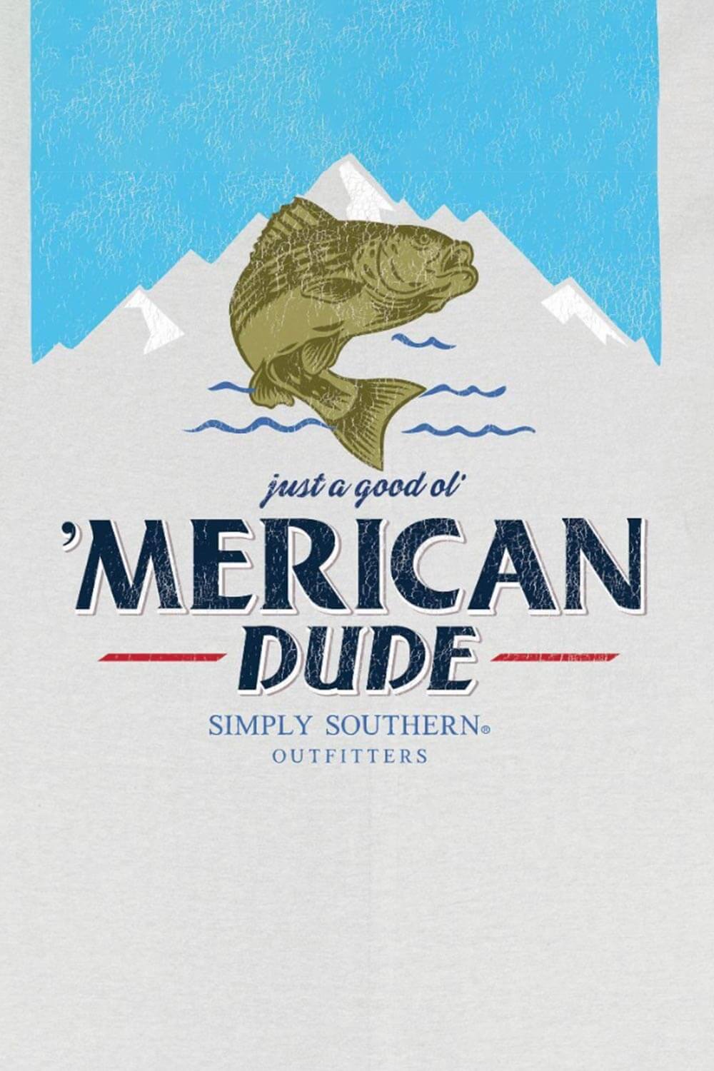 Mens Simply Southern Shirts Bass T-Shirt for Men in Grey