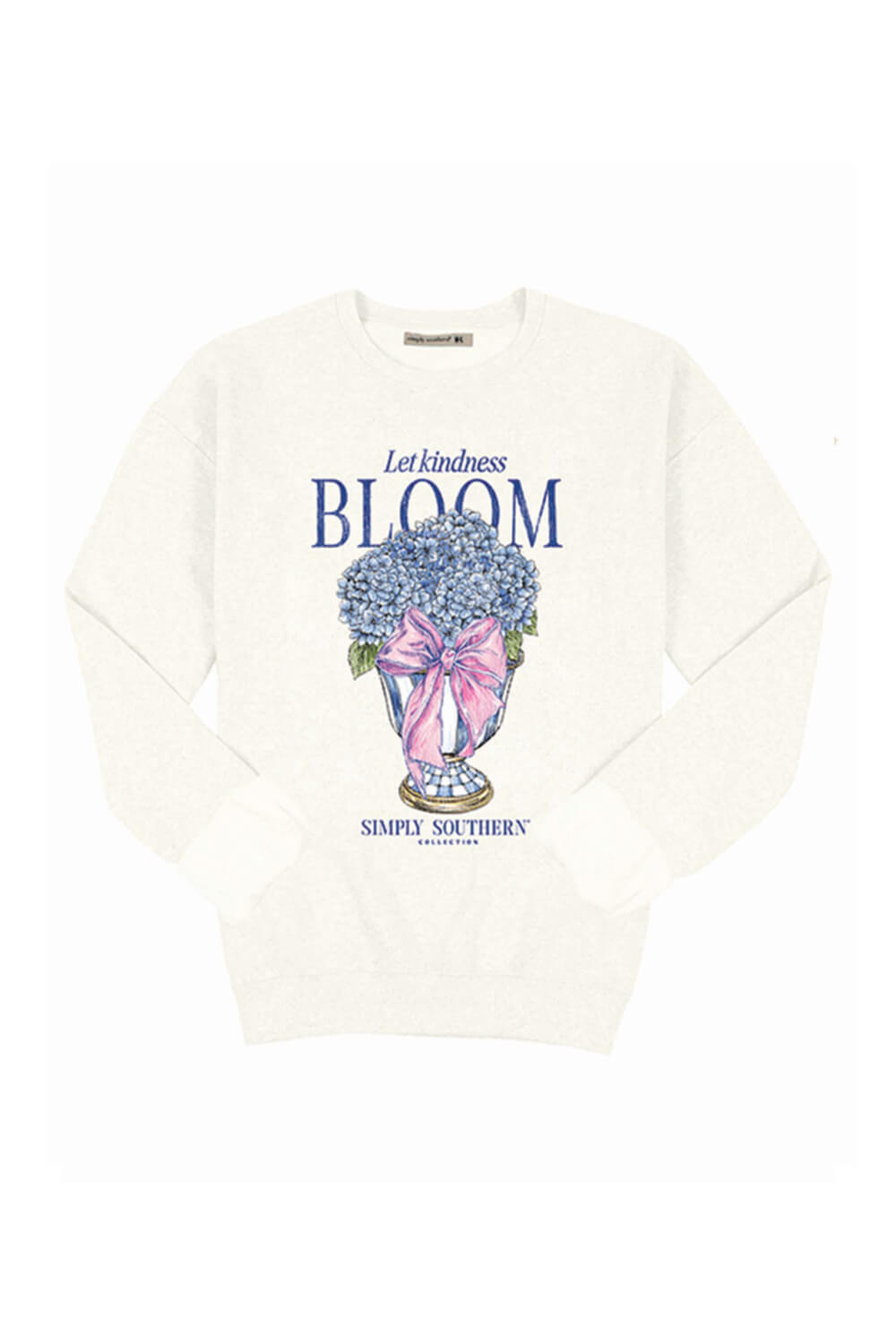 Simply Southern Womens Bloom Fleece Sweatshirt for Women in White