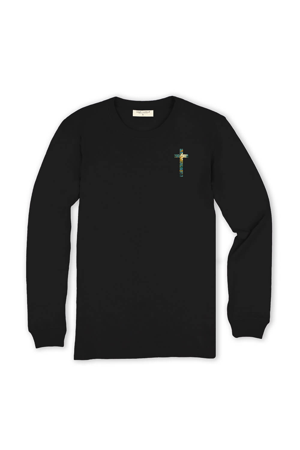 Simply Southern Youth Long Sleeve Broken Pieces T-Shirt for for Girls in Black