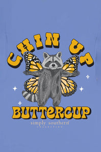 Simply Southern Plus Size Chin Up Butter Cup T-Shirt for Women in Vista Blue
