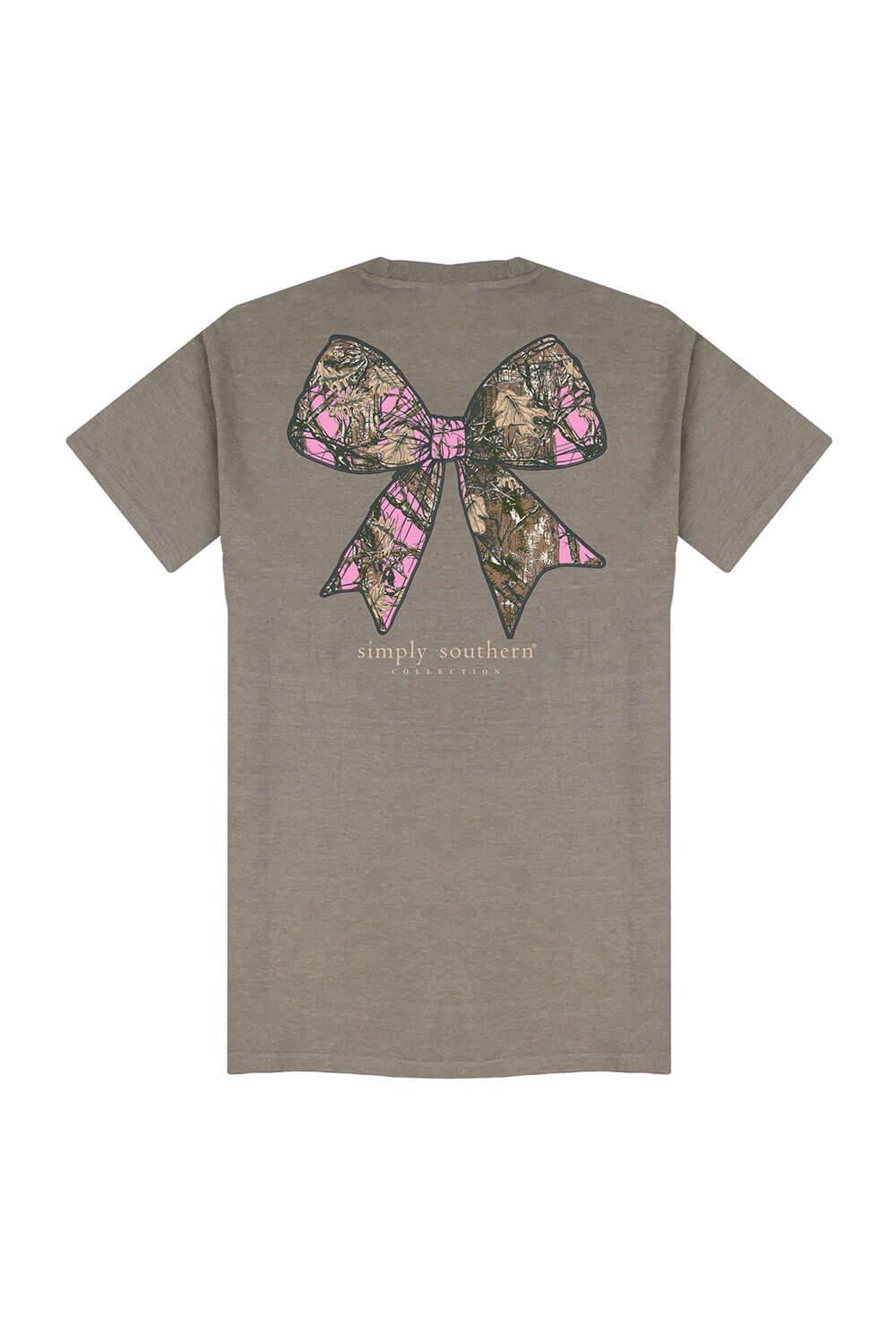 Simply Southern Youth Camo Bow T-Shirt for Girls in Desert Heather