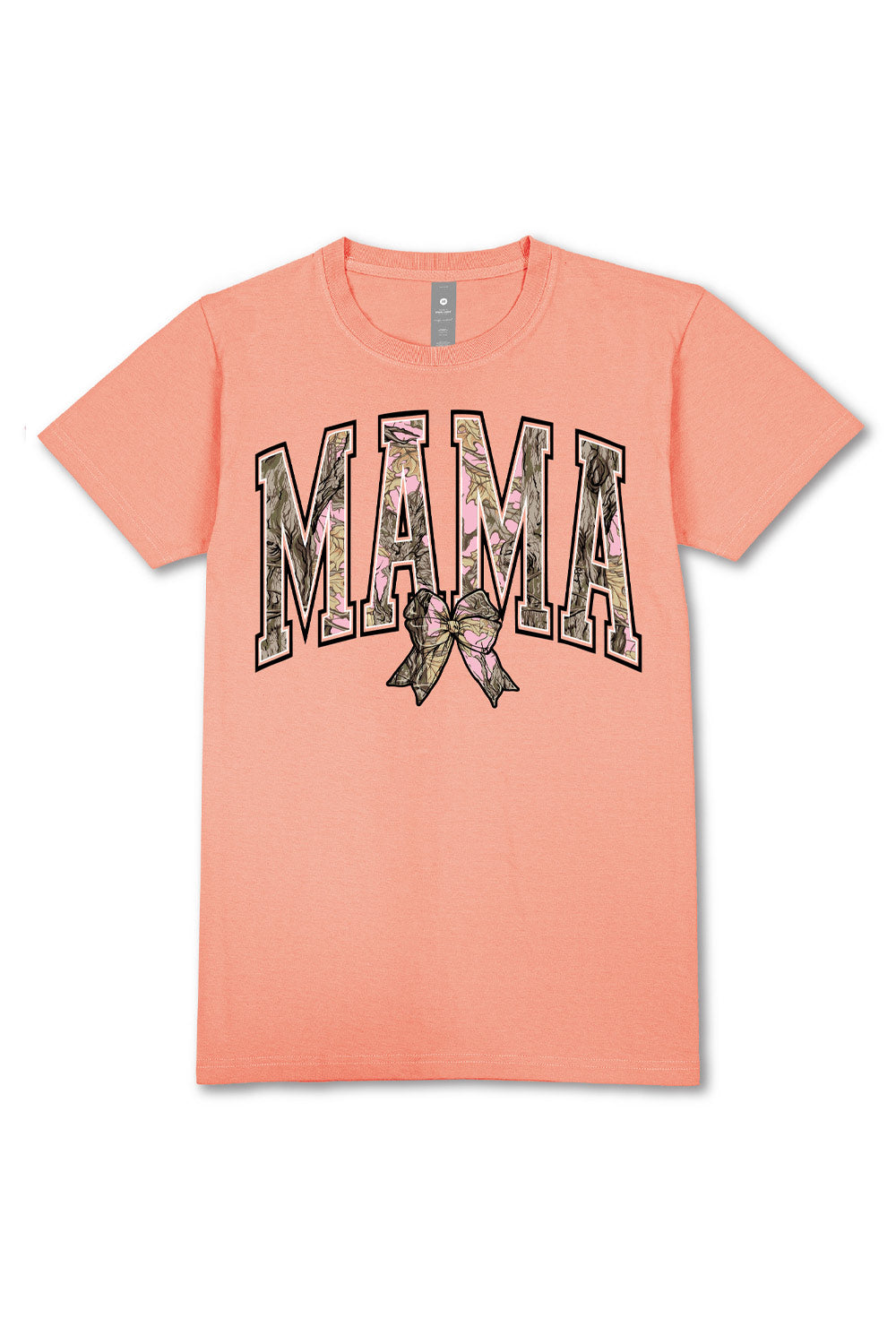 Simply Southern Camo Mama T-Shirt for Women in Peach
