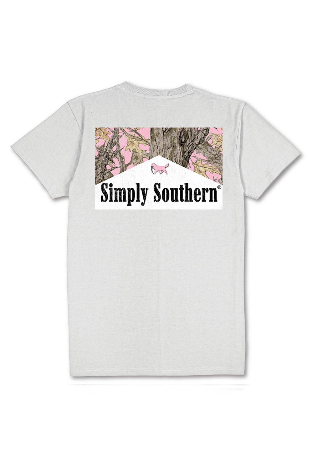 Simply Southern Plus Size Pink Camo Pack T-Shirt for Women in Star Grey