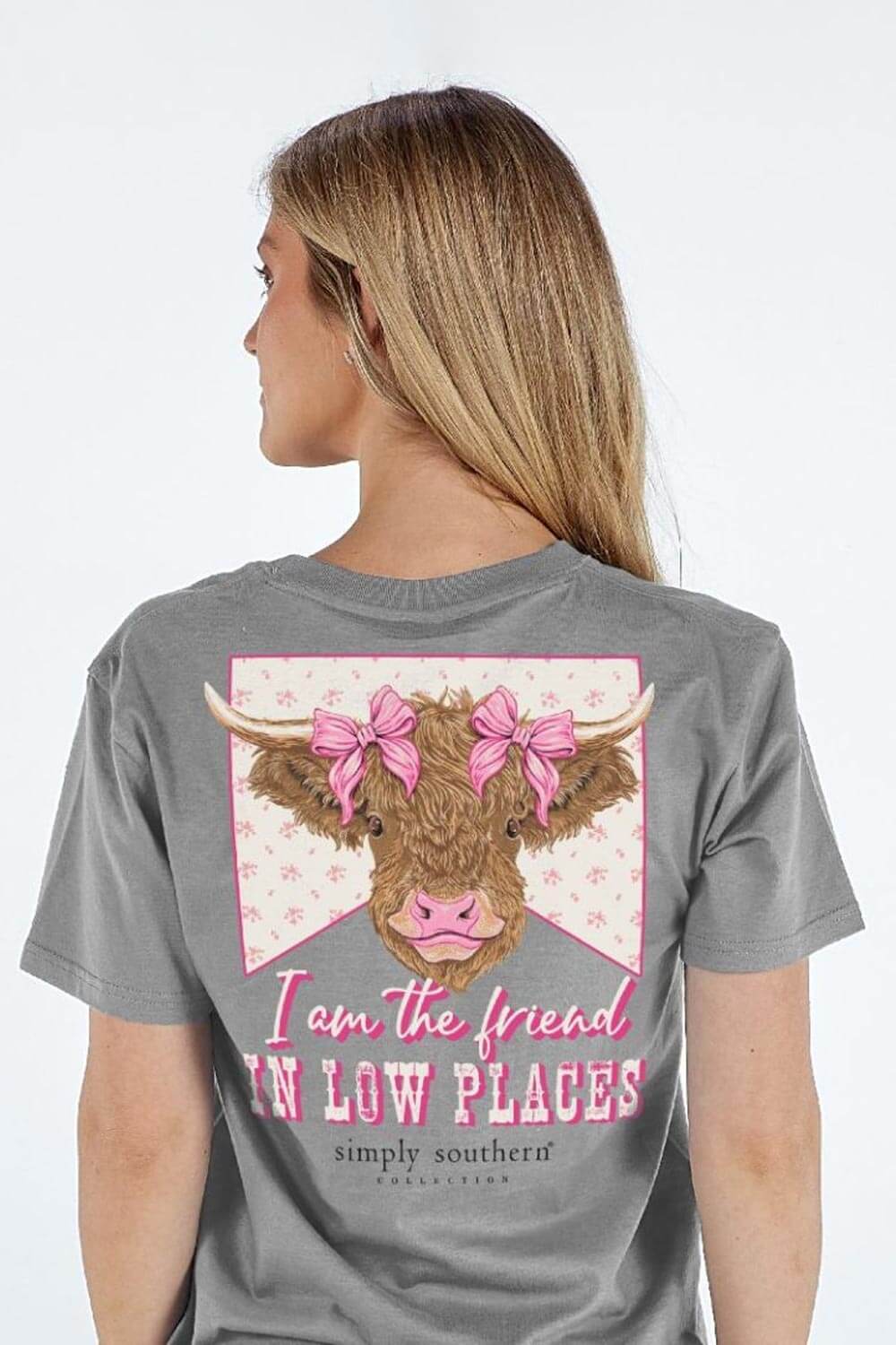 Simply Southern Friend In Low Places T-Shirt for Women in Heather Grey