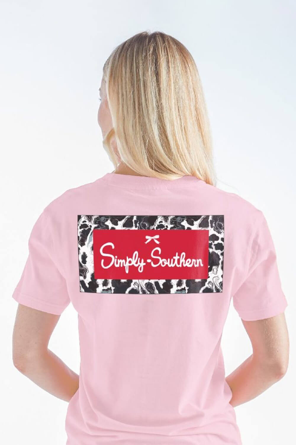 Simply Southern Cow Logo T-Shirt for Women in Light Pink