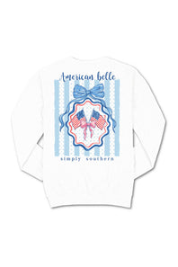 Simply Southern American Belle Fleece Sweatshirt for Women in White