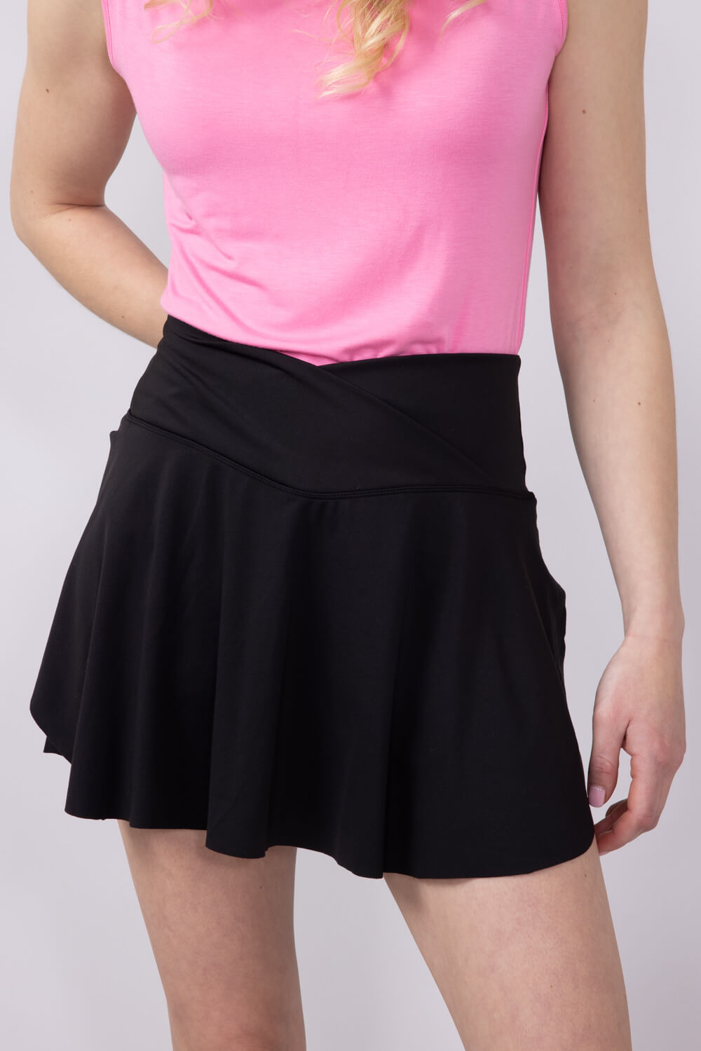 Womens Simply Southern Crossed Waistband Skort for Women in Black