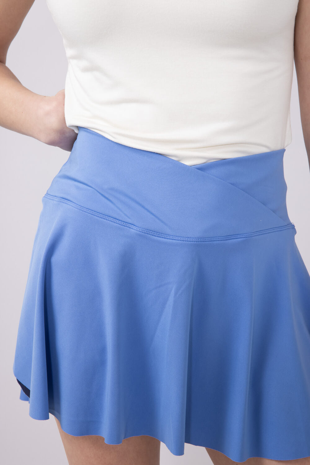 Simply Southern Womens Crossed Waistband Skort for Women in Pool Blue