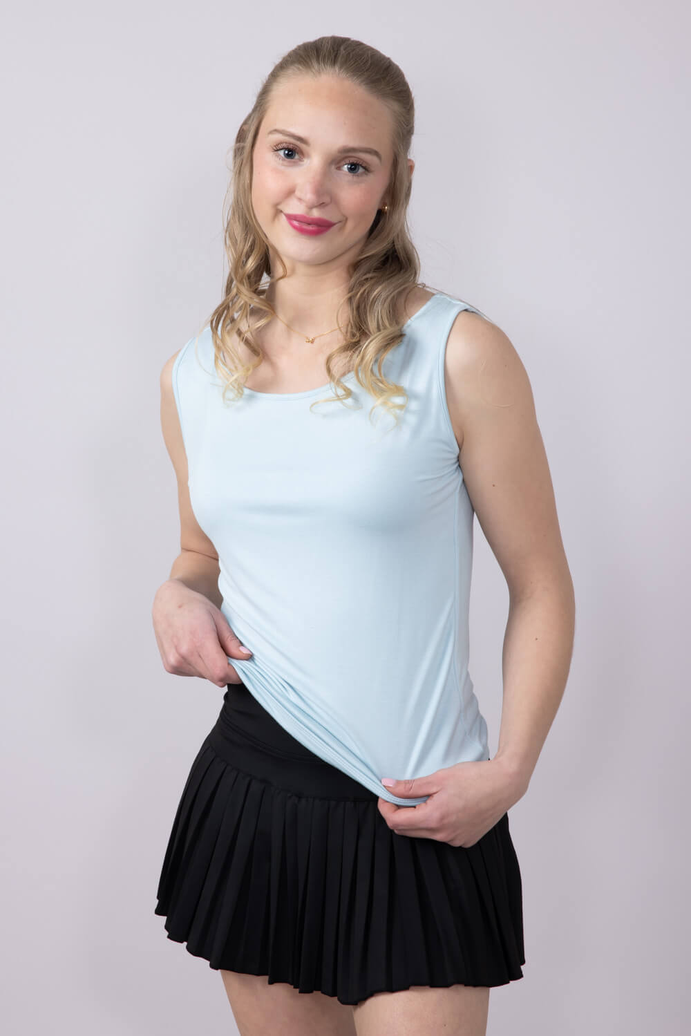 Womens Simply Southern Double Layer Tank Top for Women in Artic Blue