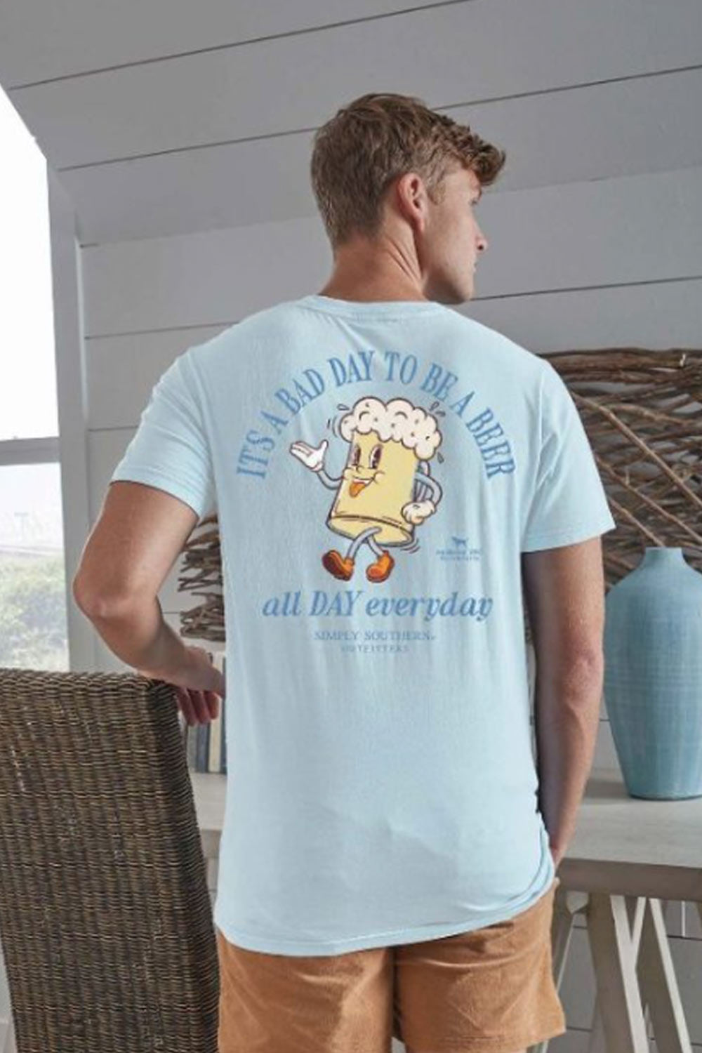 Simply Southern Mens Shirt Beer T-Shirt for Men in Ice