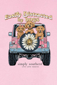 Simply Southern Plus Size Easily Distracted By Dogs T-shirt for Women in Pink