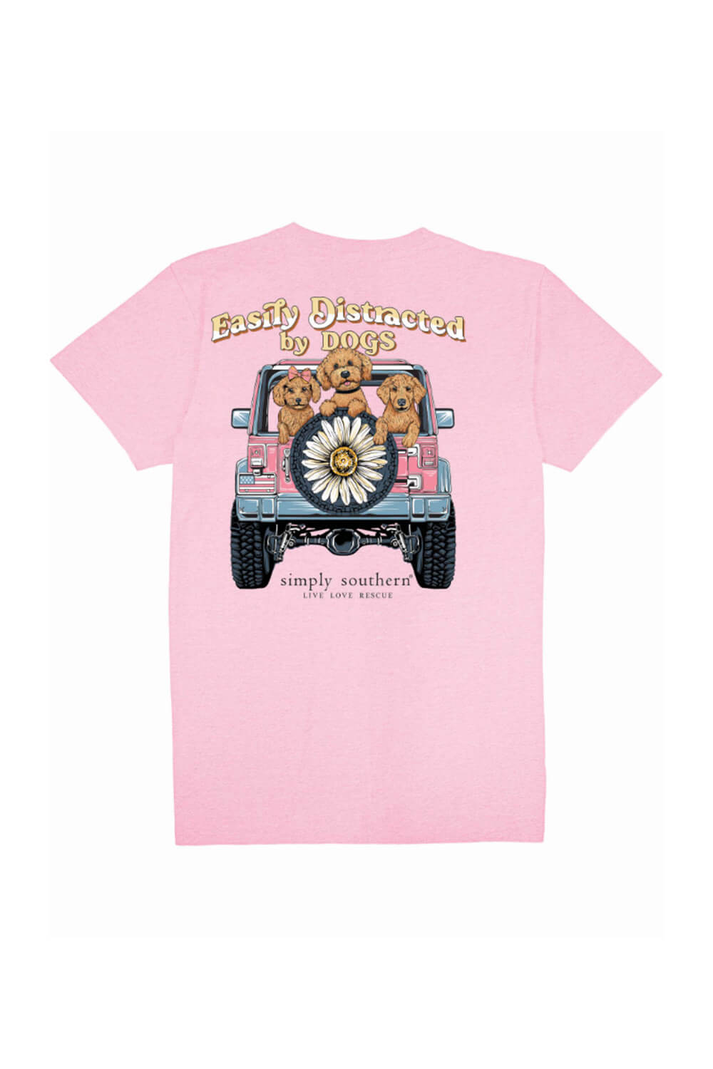Simply Southern Shirts Easily Distracted By Dogs T-shirt for Women in Pink