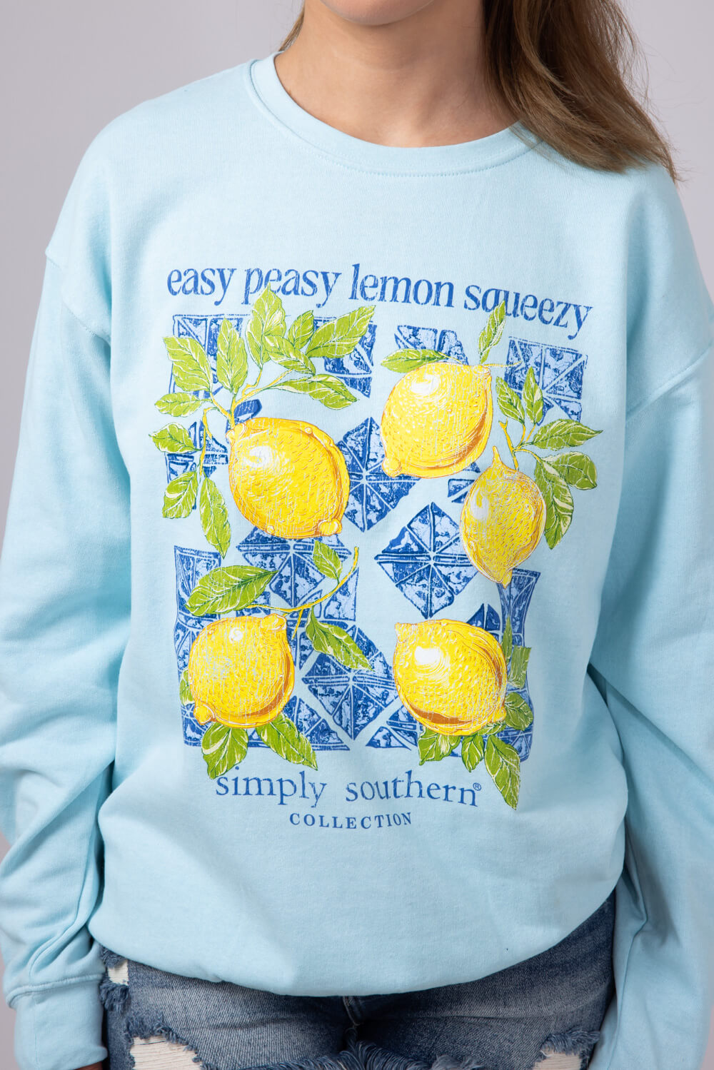 Womens Simply Southern Easy Peasy Fleece Sweatshirt for Women in Mint