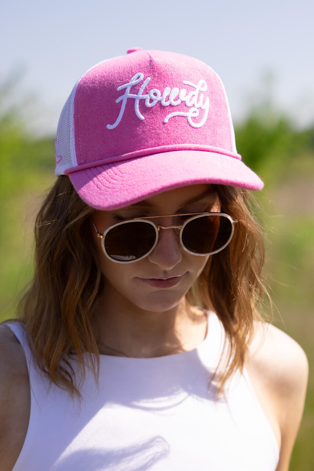 Simply Southern Embroidered Howdy Hat for Women in Pink