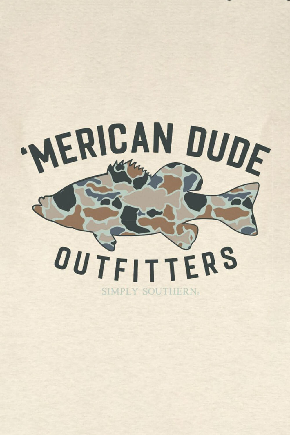 Simply Southern Mens Camo Fish T-Shirt for Men in Beige