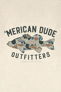Simply Southern Mens Camo Fish T-Shirt for Men in Beige