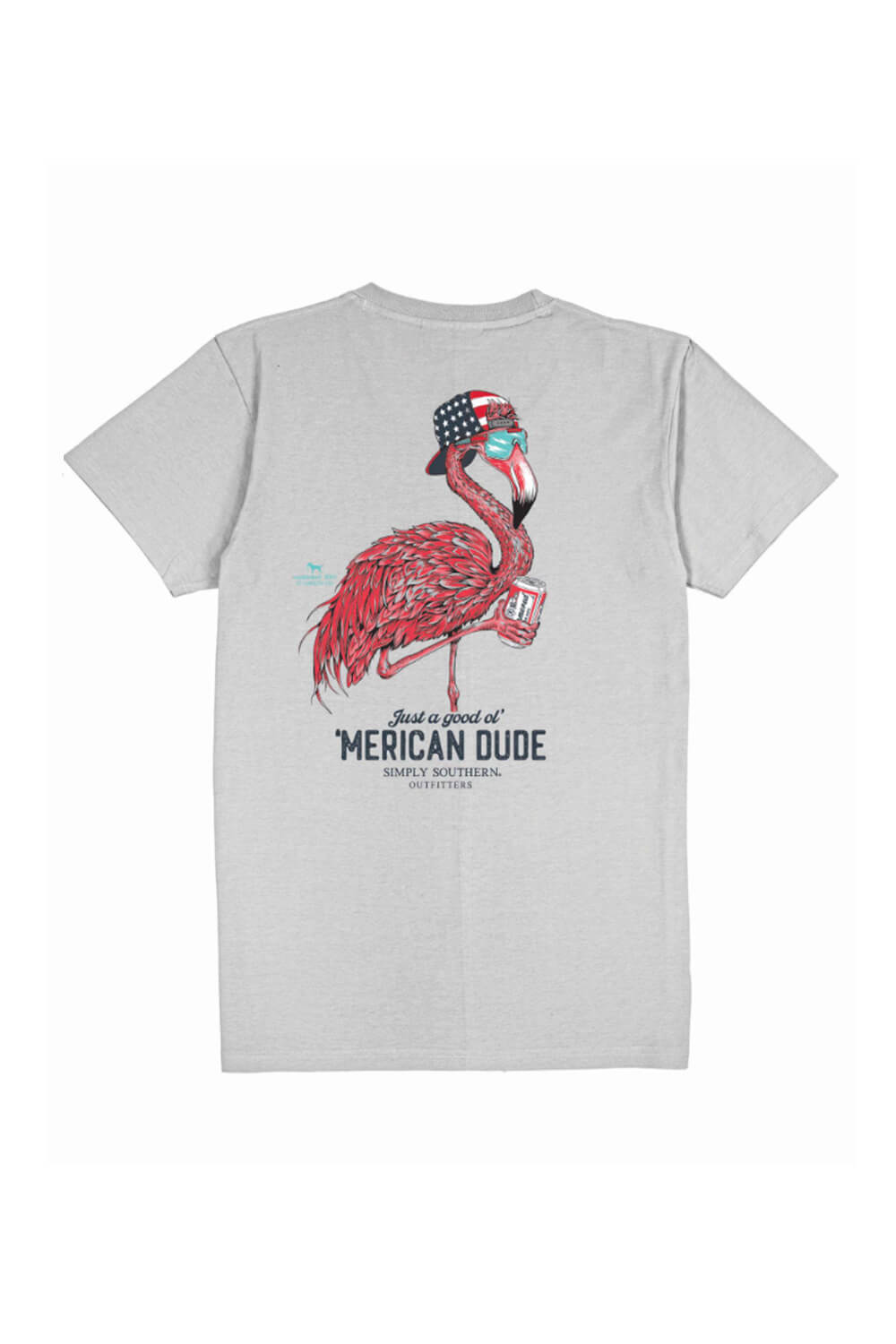 Simply Southern Mens Shirts USA Flamingo T-Shirt for Men in Grey