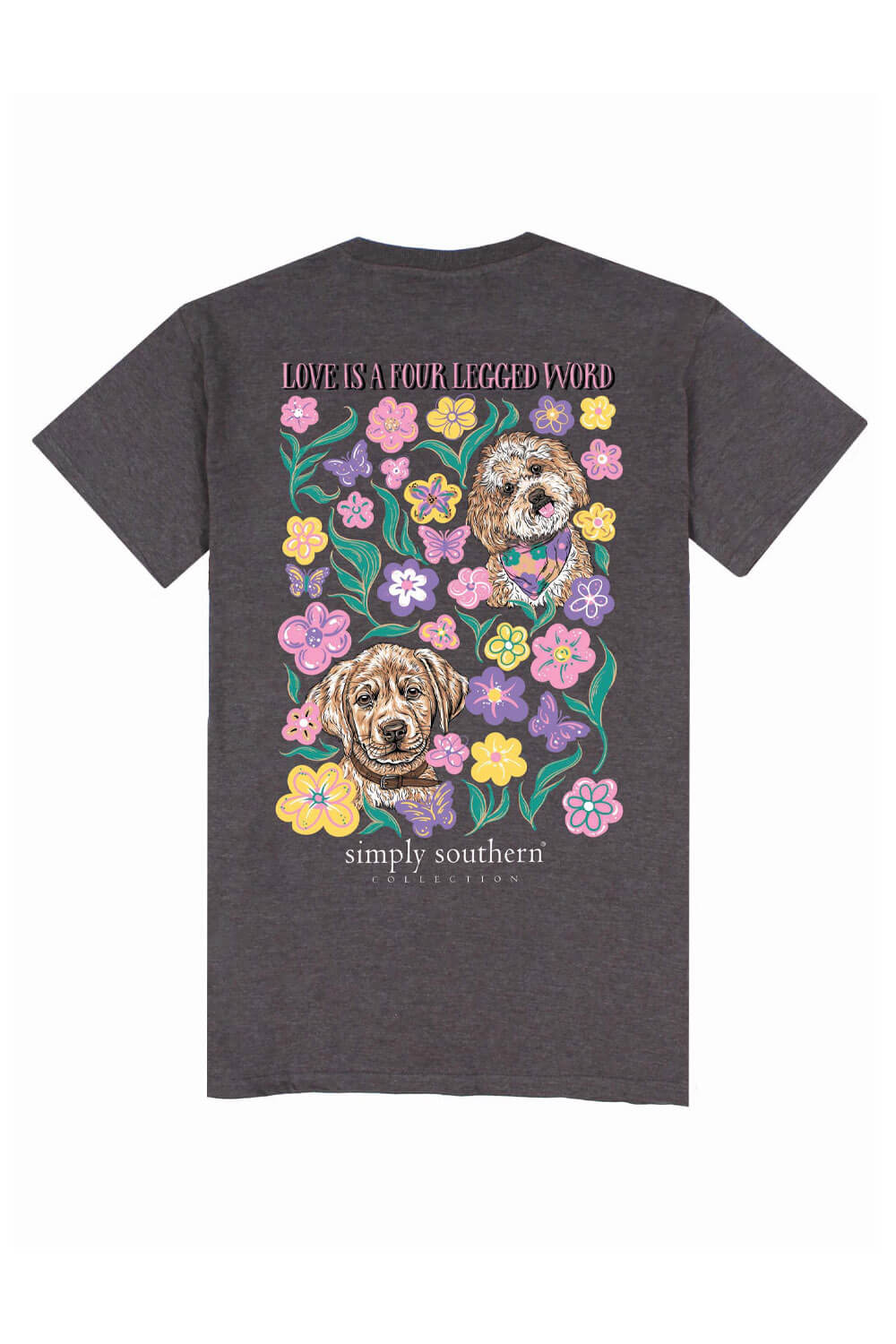 Simply Southern T-Shirts Four Legged T-shirt for Women in Iron Heather Grey