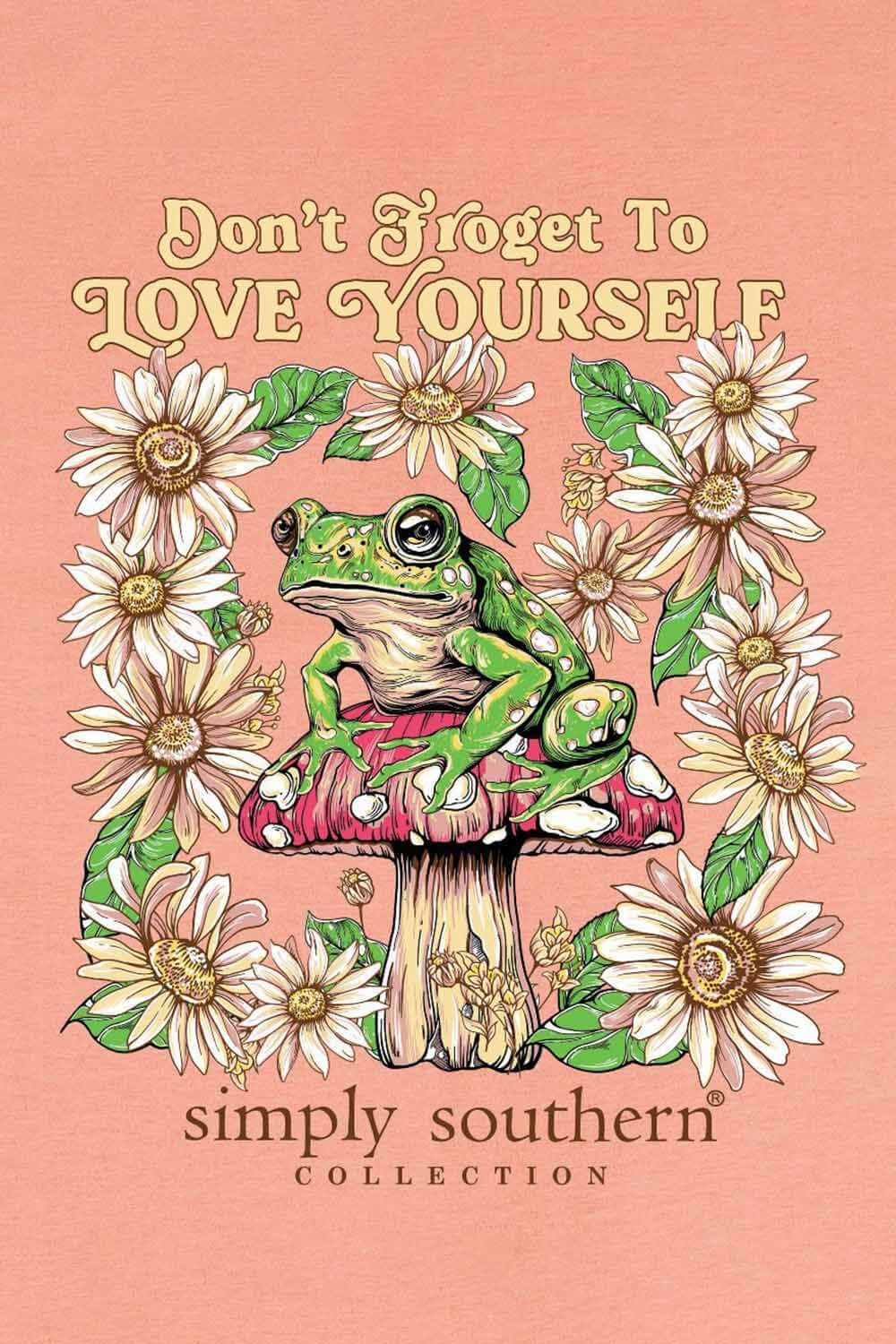 Simply Southern Plus Size Frog Love Yourself T-Shirt for Women in Peach