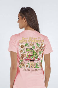 Simply Southern Frog Love Yourself T-Shirt for Women in Peach