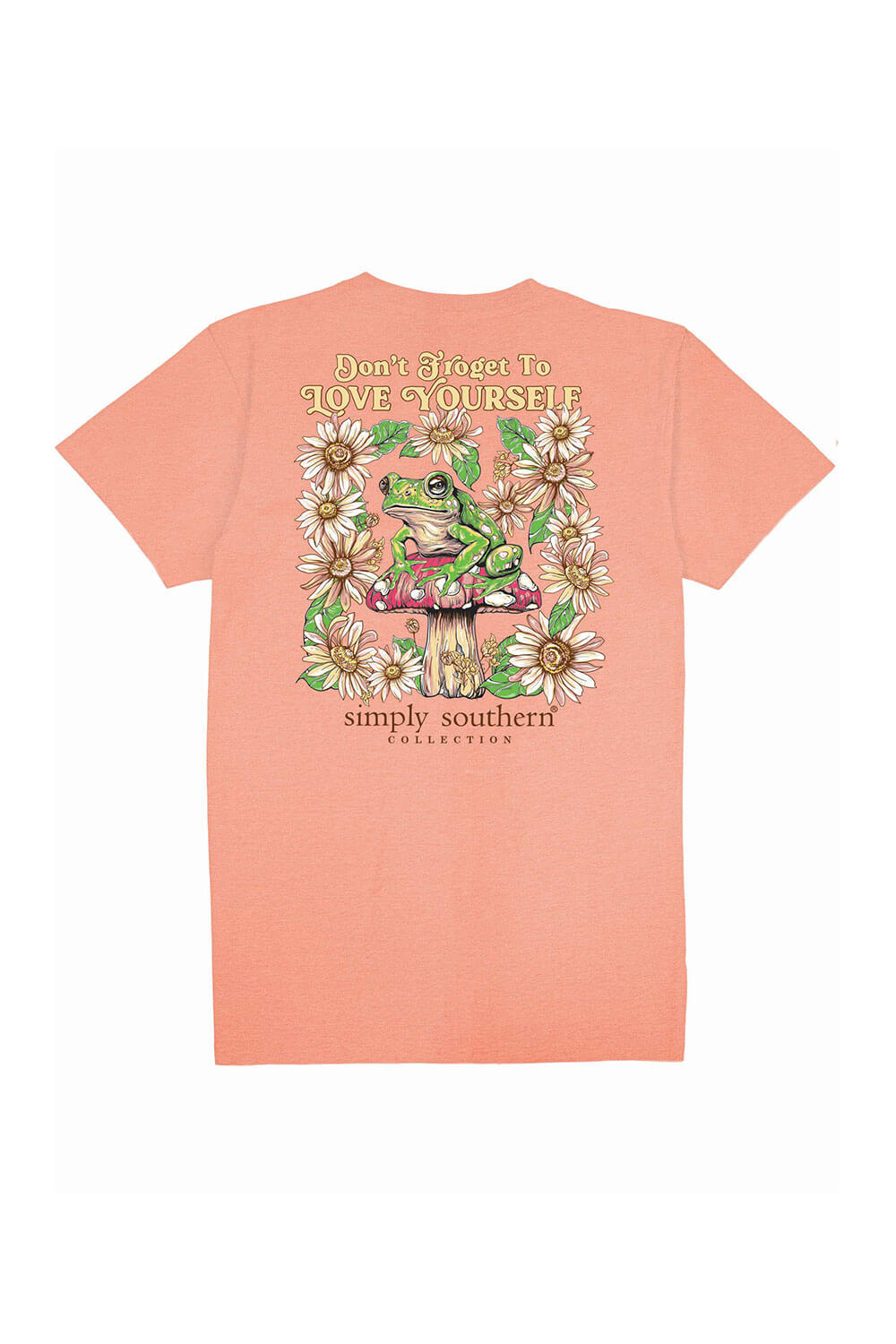 Simply Southern Frog Love Yourself T-Shirt for Women in Peach