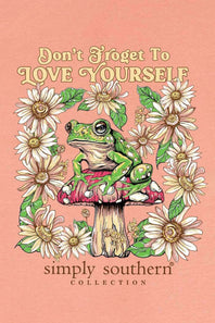 Simply Southern Frog Love Yourself T-Shirt for Women in Peach
