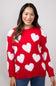 Simply Southern Fuzzy Heart Sweater for Women in Red
