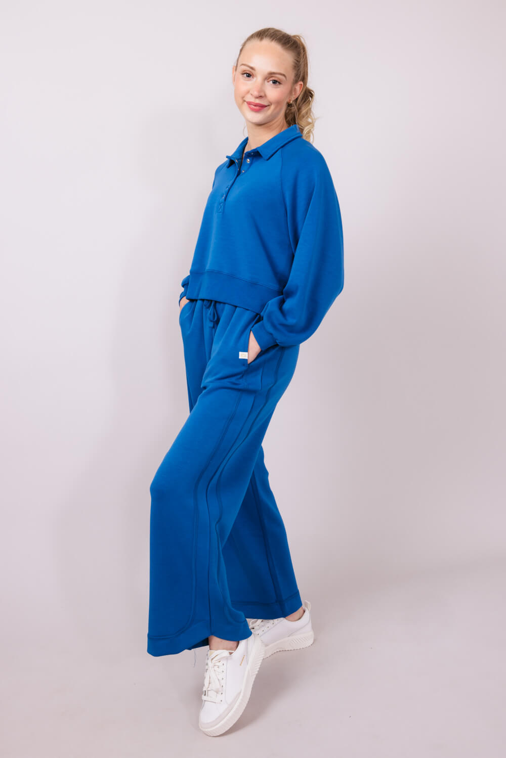 Womens Simply Southern Gigi ¼ Snap Collar Modal Pullover for Women in Royal Blue