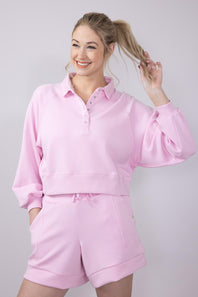 Women's Simply Southern Clothing Gigi ¼ Snap Collar Modal Pullover for Women in Pink