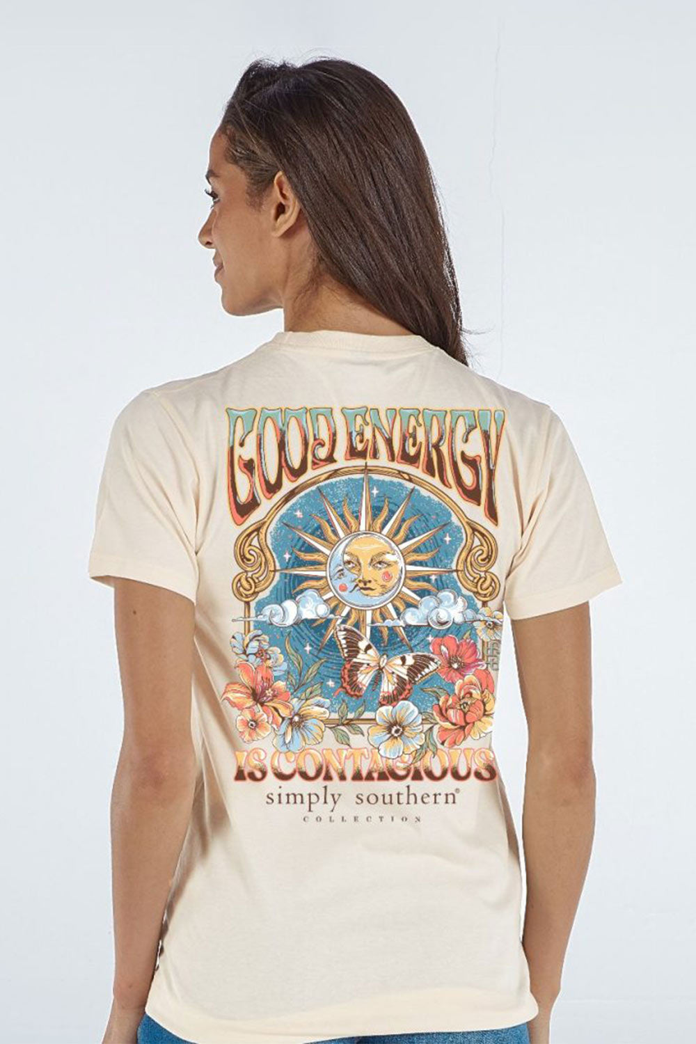 Simply Southern Good Energy T-Shirt for Women in Off White