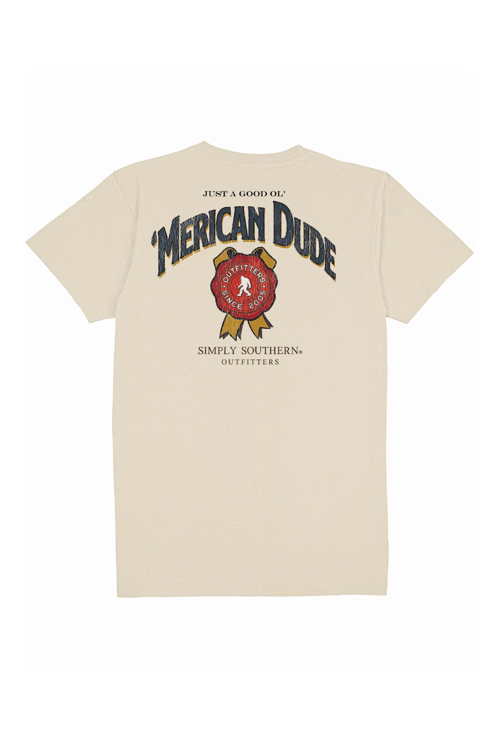 Mens Simply Southern Wax Label T-Shirt for Men in Beige 
