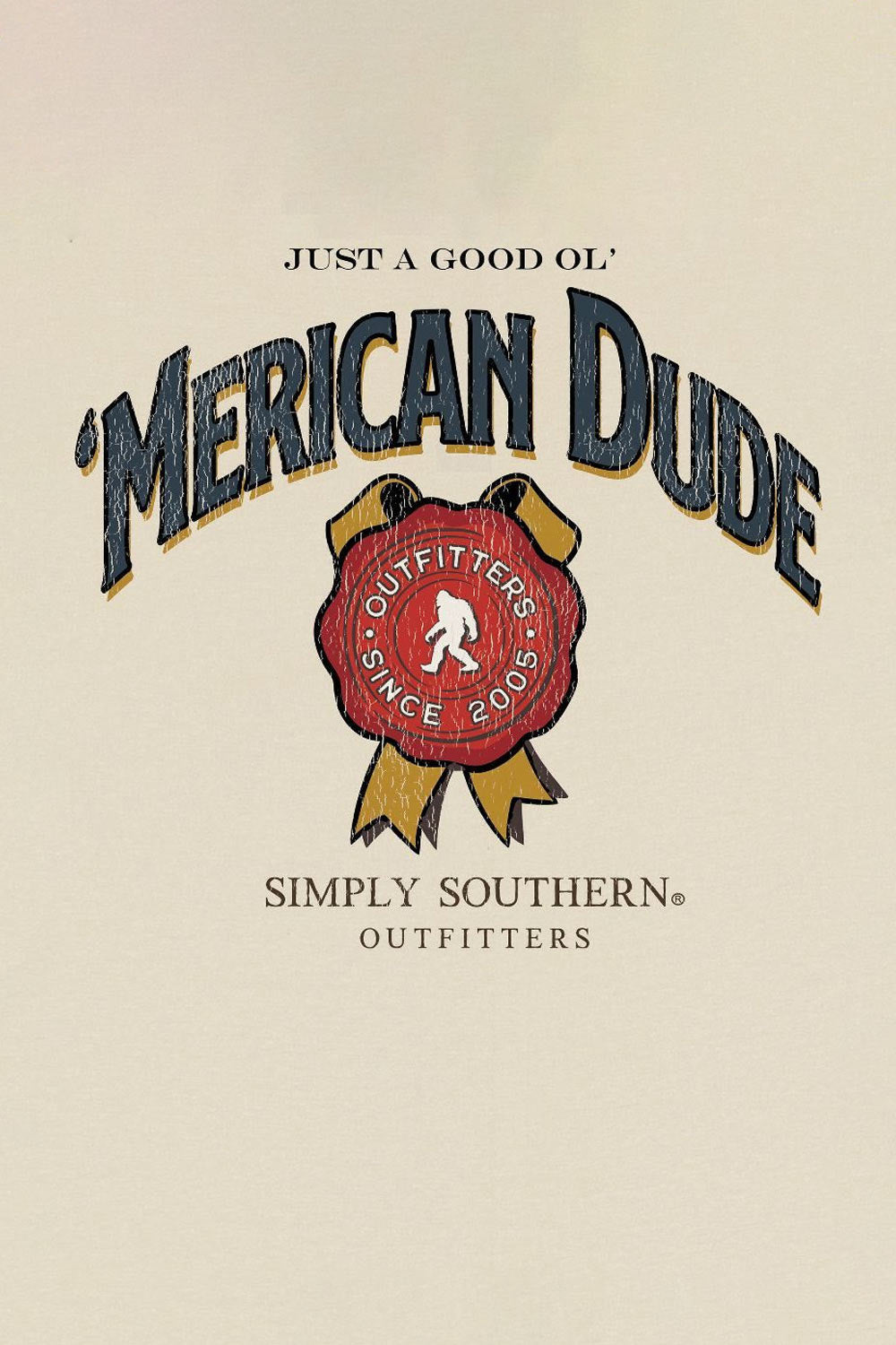 Mens Simply Southern Wax Label T-Shirt for Men in Beige 