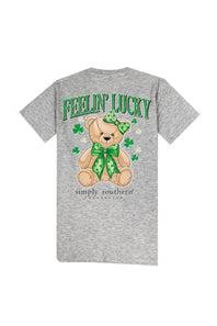 Women's Shirts Simply Southern Lucky Teddy T-shirt for Women in Heather Grey