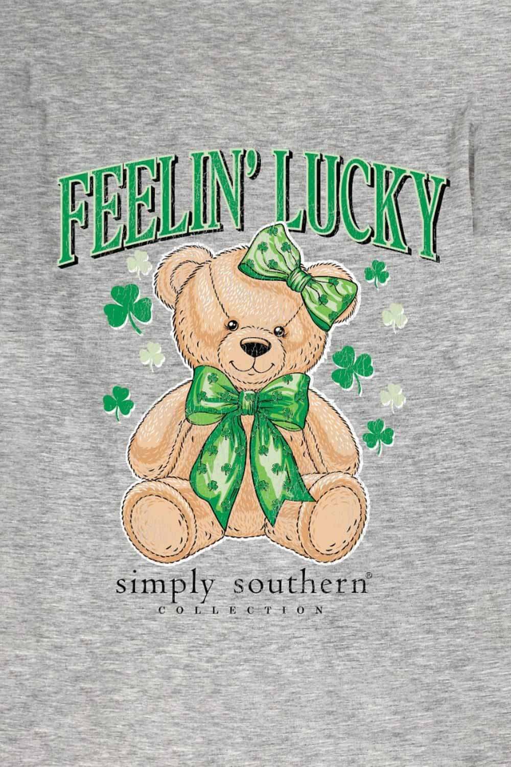 Women's Shirts Simply Southern Lucky Teddy T-shirt for Women in Heather Grey