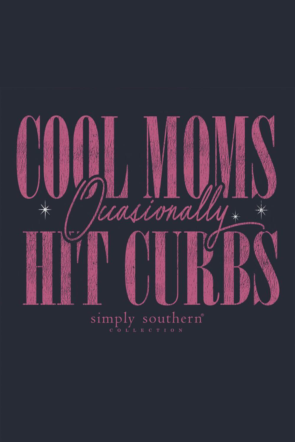 Simply Southern Cool Moms Hit Curbs Fleece Crewneck for Women in Slate