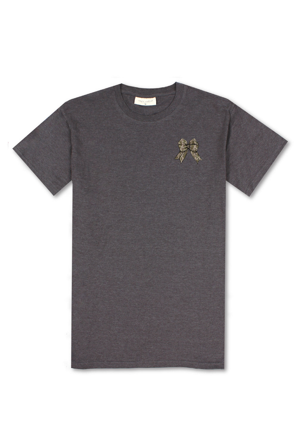 Simply Southern Multi Camo Bow T-Shirt for Women in Grey