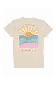 Simply Southern Plus Size New Patch Sunrise T-Shirt for Women in Wisp
