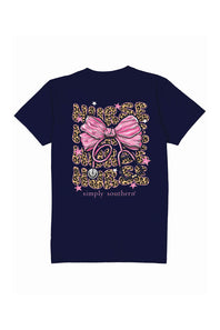 Simply Southern Pink Bow Nurse T-Shirt for Women in Navy