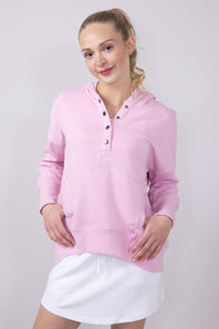 Womens Simply Southern Oversized ½ Snap Hoodie for Women in Pink