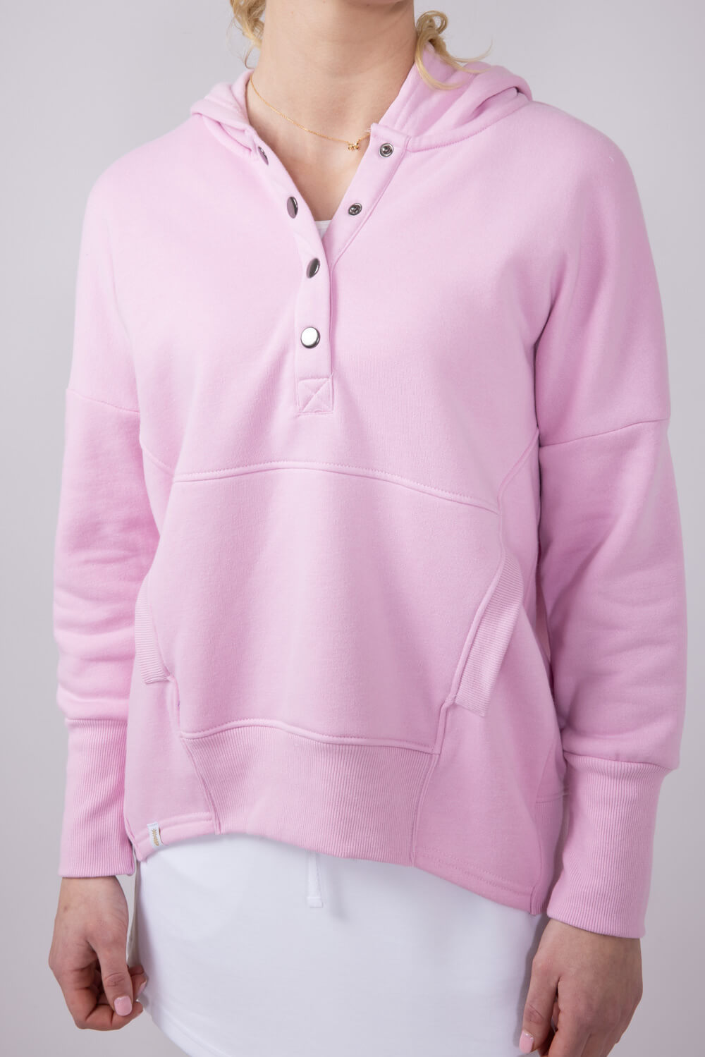 Womens Simply Southern Oversized ½ Snap Hoodie for Women in Pink