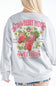 Womens Simply Southern Strawberry Patch Fleece Sweatshirt for Women in Grey